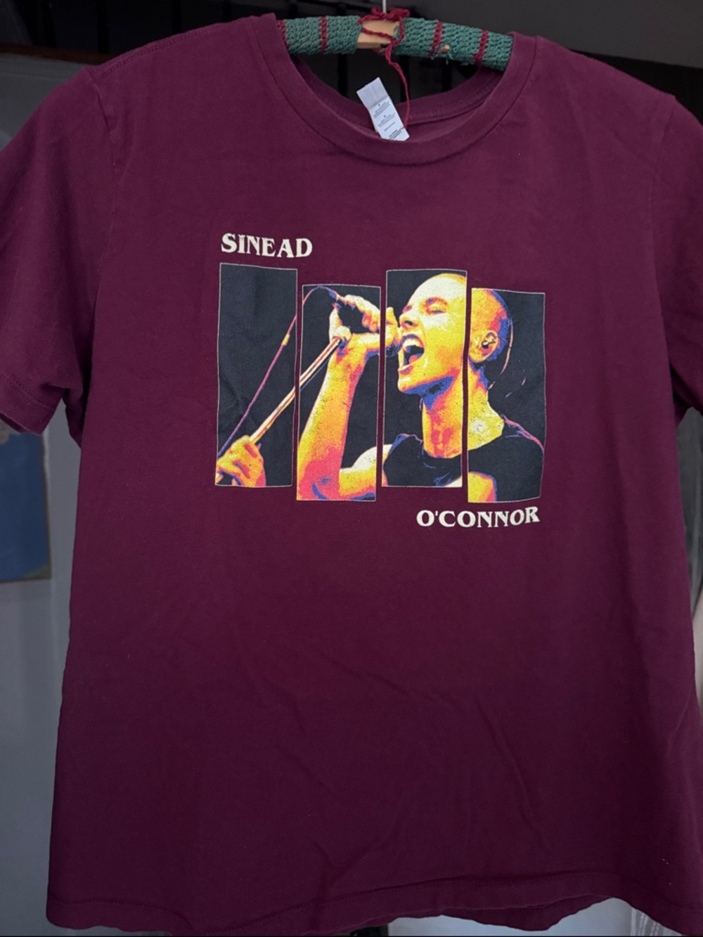 Maroon Sinead O'Connor / black flag bars Graphic Tee, large quality punk t-shirt - Picture 10 of 16